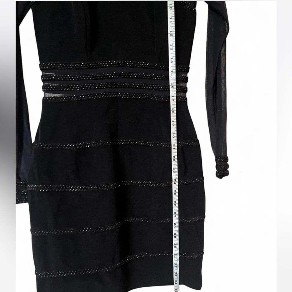 90s Tadashi x Caché  Elegant Black Mesh Long Sleeve Dress - Picture 5 of 6